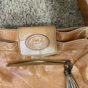 American Angel Leather Crossbody Bag Tan Shoulder Bag Tassel Charm